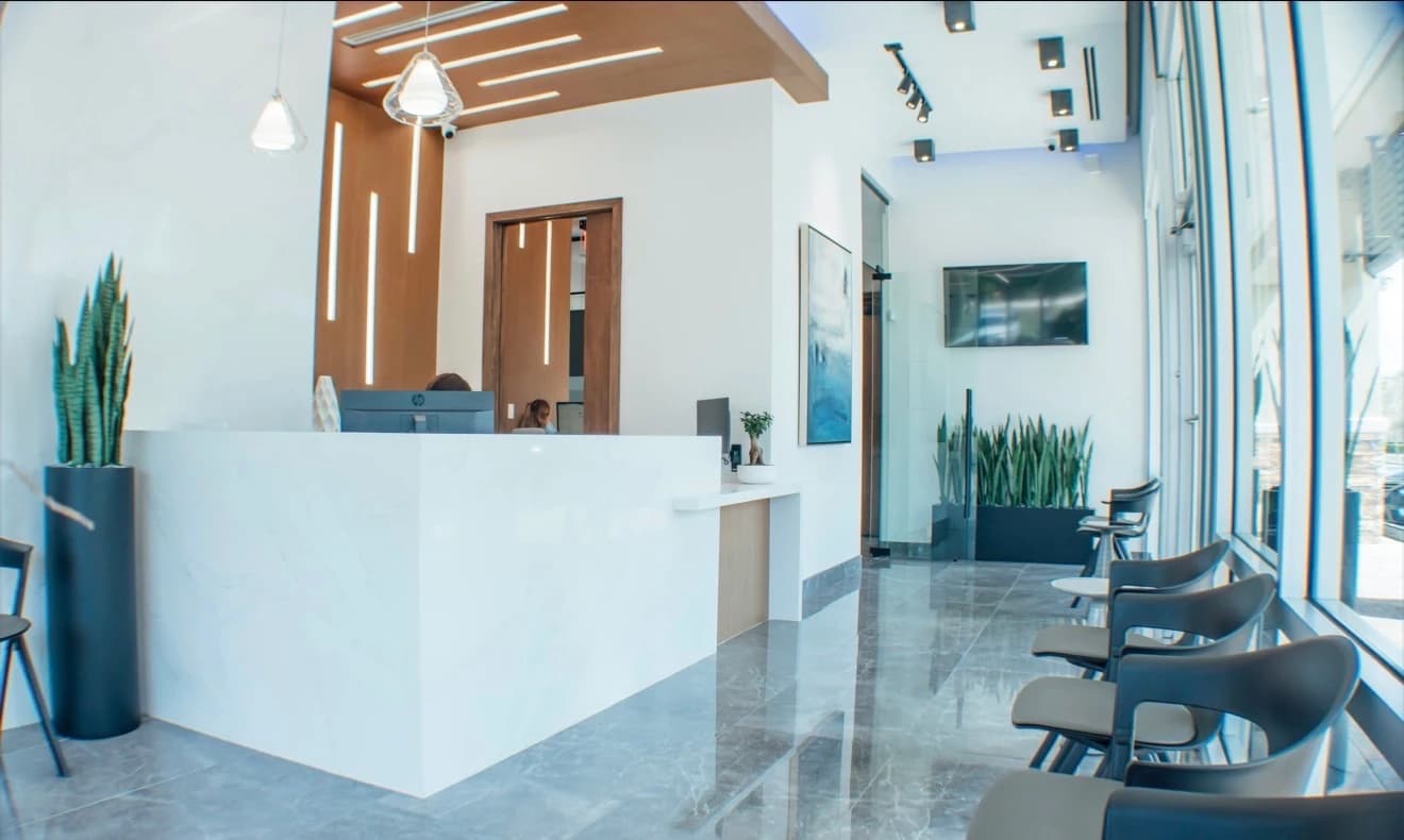Reception area at the OMS Associates oral surgery practice